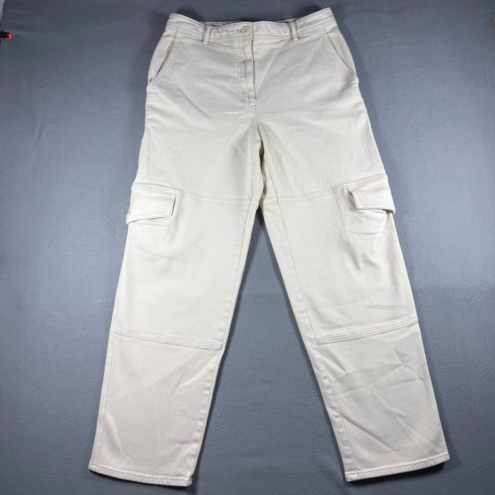 Wilfred Free Cargo Pants Size 10 Cream High Rise Straight Leg Utility Trousers